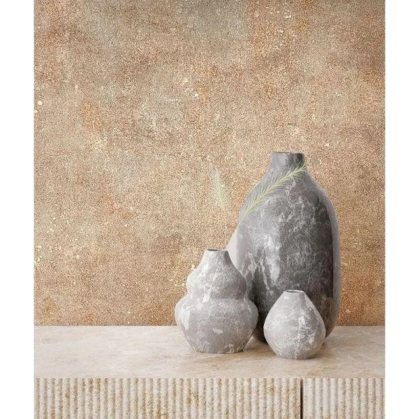 Papel pintado City Glow terracota cobre metálico dorado imitación 56 pies cuadrados perno Foto 3 de 4