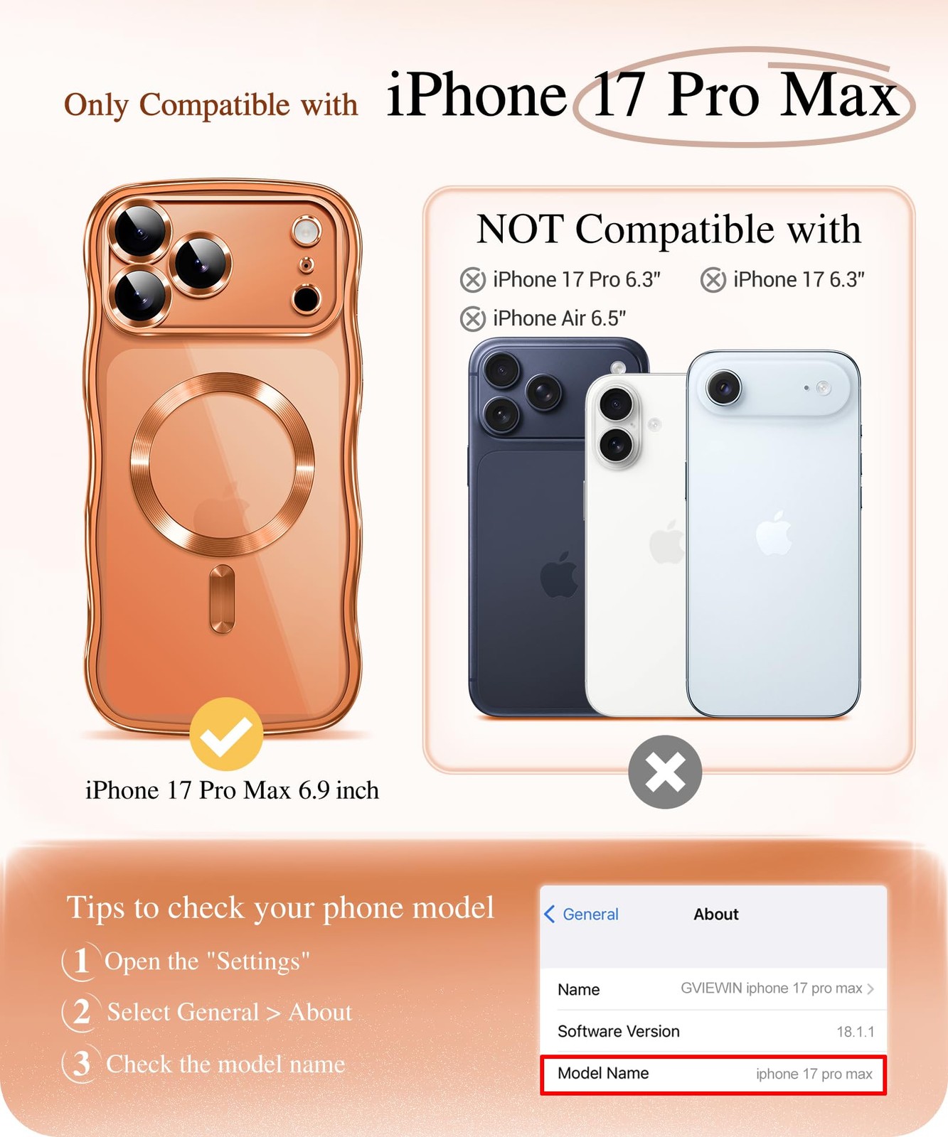 Coque iPhone 17 Pro Max 6.9 compatible MagSafe transparente antichoc