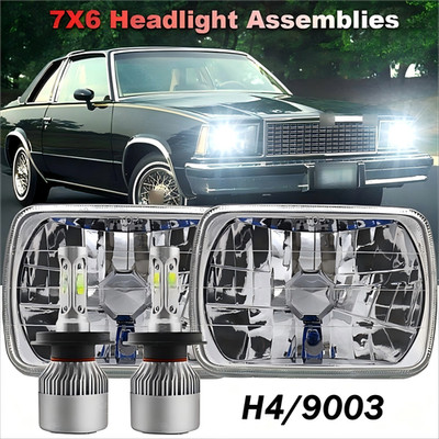 Pair For Chevy Malibu 1978-1981 Corvette DOT 5X7'' 7x6'' LED Headlights Hi-Lo