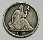 1838 O Seated Liberty Dime (90% Silver) ~ NO STARS