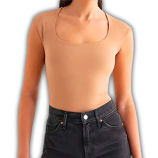 Express Body Contour Camel Bodysuit XS Square...