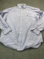 Polo Ralph Lauren Shirt Mens 17-34-35 Blue Check Long Sleeve Button Up