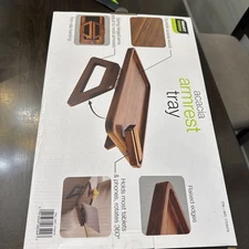 Smart Design Acacia Wooden Sofa Armrest Hot Cold Drink Coffee Mobile Tablet Tray