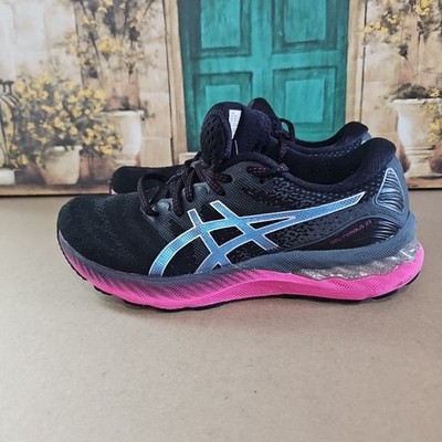 Women s 8 Asics Gel Nimbus 23 Black Pink Gym Running Shoes Sneakers 1012A885