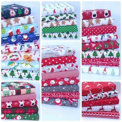 FESTIVE CHRISTMAS POLY COTTON FABRIC FAT QUARTER / BY THE METRE SEWING MATERIAL