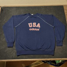 Vintage Adidas USA Olympics 70s Sweatshirt Flocked Large Raglan Crewneck Trefoil