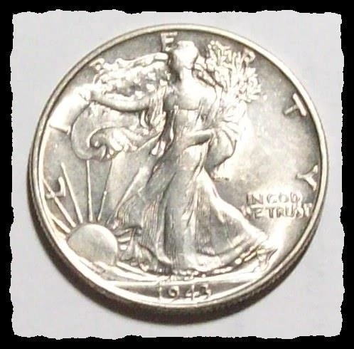 1943-P WALKING LIBERTY HALF DOLLAR  White / Subdued Luster Nice BU #12D48 SILVER