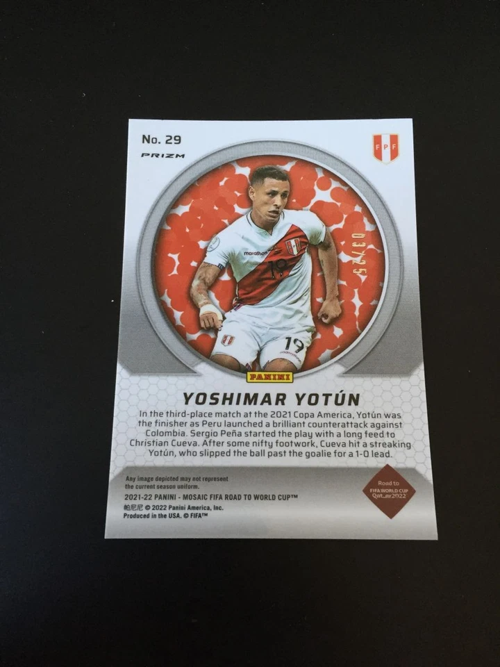 2022 Panini Mosaic World Cup Yoshimar Yotun Men Of Mastery White 3/25 Peru - Image 2 of 2