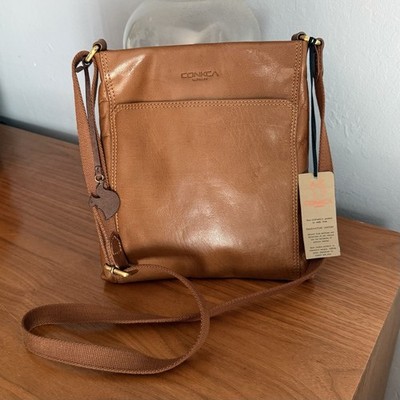 Conkca London Dink Dark Tan Leather Cross Body Bag