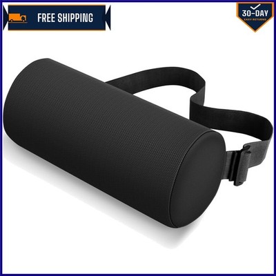 Cylindrical Black Memory Foam Back Cushion - Ideal for Driving & Travel