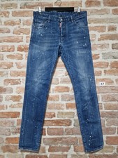 Dsquared2 Jeans Uomo, Blu Con Effetto Pittura, Taglia 48 Washed Jeans Man