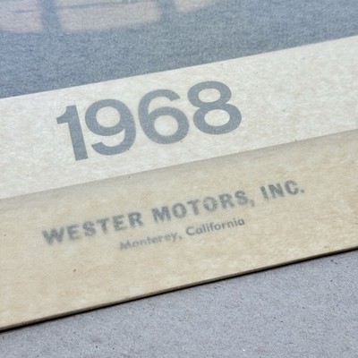 1968 WESTER MOTORS Porsche VW Dealership Calendar ORIGINAL Complete VINTAGE
