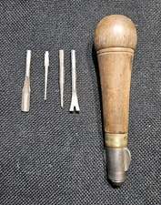 Vintage John S. Fray Bridgeport Patent 6" Rosewood Tool Handle Multitool W/ Bits