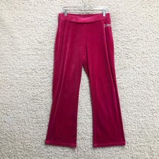 Juicy Couture Track Pants Medium Adult Pink Velour Flared Stretch Yoga Y2K Women