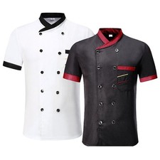 Kitchen Chef T-shirt Coat Unisex Men Women Tops Short Sleeve Catering Uniform