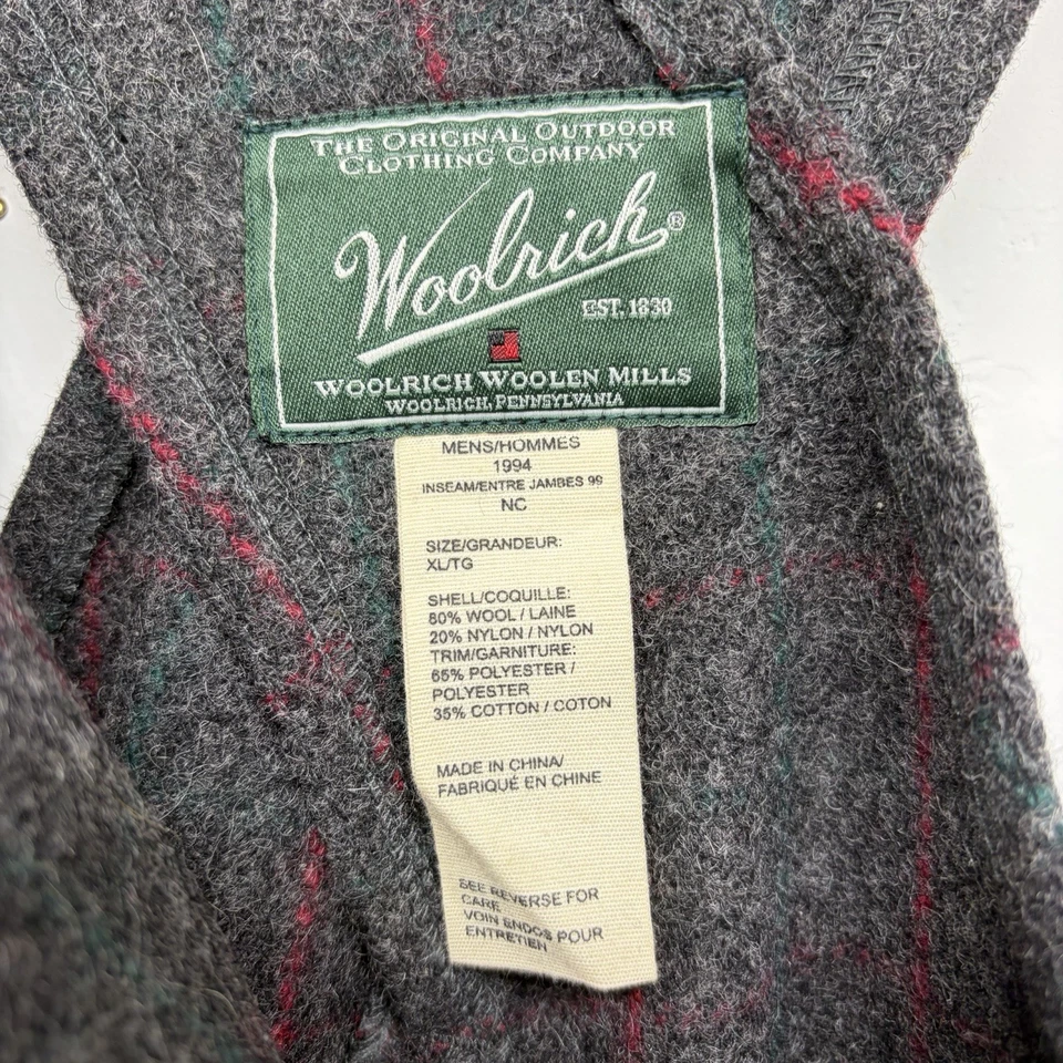 VTG 90s 1994 Woolrich Malone Heavyweight Wool Adjustable Bib Overalls Size XL - Image 2 of 4