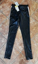 Denim 1982 Kunstleder Leggins schwarz mit beigem Seitenstreifen Gr. XS, neu !!