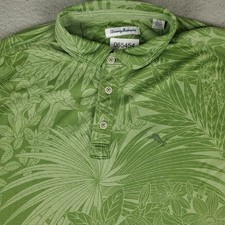 Tommy Bahama Polo Shirt Mens Large Green Floral Golf Short Sleeve