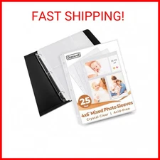 Dunwell Photo Album Refill Pages - (4x6 Mixed Format, 25 Pack) for 150 Photos, 3