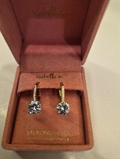 CZ Sterling Silver Gold Tone Earrings Made By Isabella M New In Box