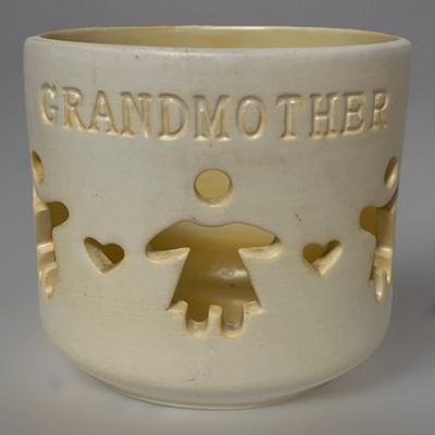 Beige Grandmother Friendship Hearts Tealight Candle Holder