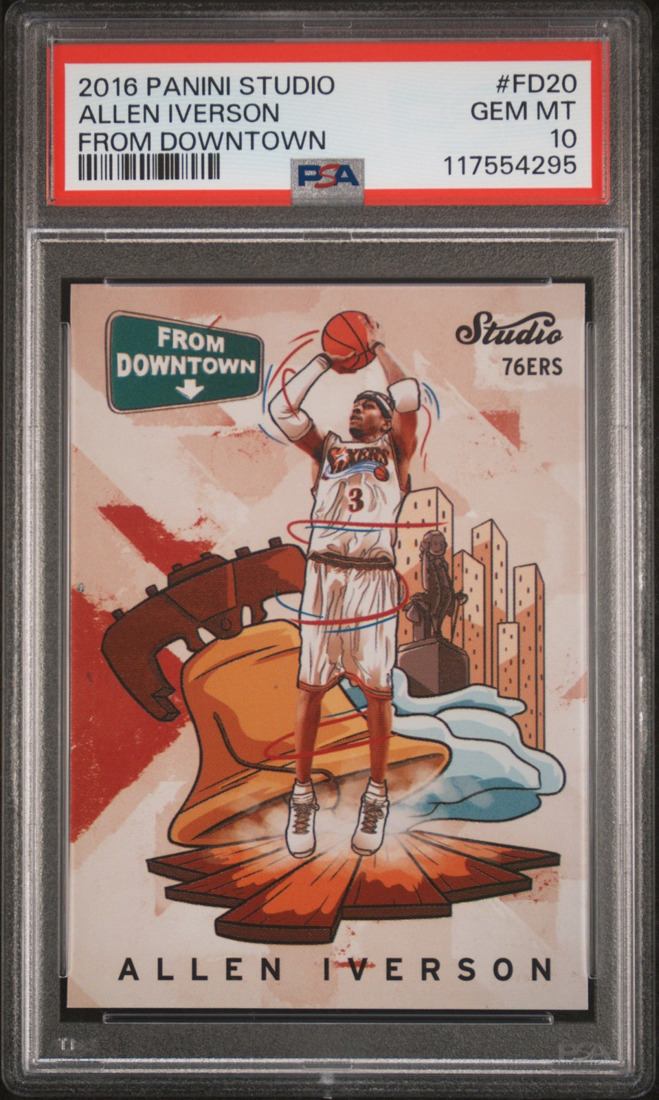 2016 Panini Studio From Downtown #FD20 Allen Iverson From Downtown PSA 10