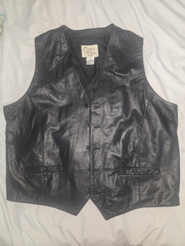 Cripple Creek Men’s Leather Vest Size 3XL Black Biker