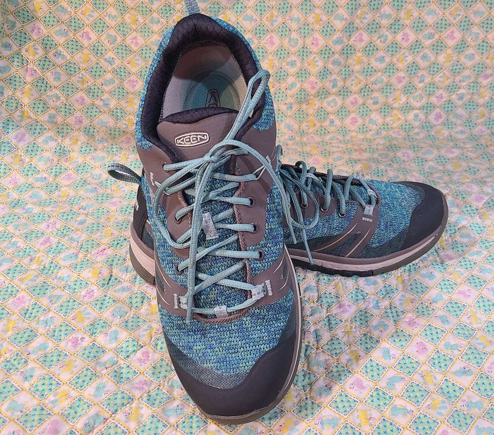 Scarpe KEEN donna taglia 10 Terradora blu verde impermeabili trekking trail usate in ottime condizioni