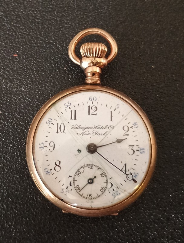 Rare Antique Gold Filled Pocket Watch Valengine Watch Co New York 7 Jewel Size 6