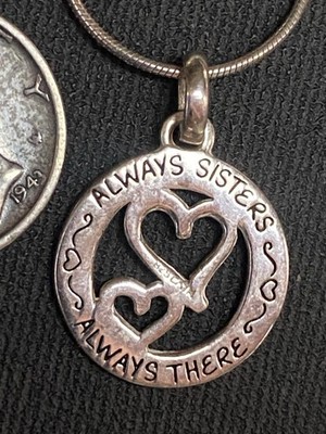 LA Sterling Silver Sisters Always There,  Hearts Pendant 925