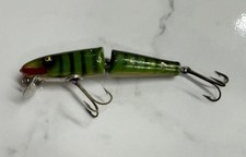 Vintage Wood Paw Paw Jointed Pike Minnow 1400 - Perch - Stamped Lip - 4 3/4"