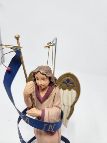 Nativity Angel Gloria In Excelsis Deo Banner Christmas Ornament Gold Blue Pink - Picture 3 of 8