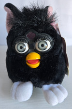 NWT 1999 Tiger Furby Buddies  VERY HUNGRY  Plush Black Bean Bag Grey Eyes 4.5  