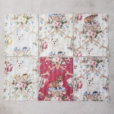 Lot of Lee Jofa Putting on the Dog Westie, Corgi Fabric Sample 18 3/4'' X 14 3/4''
