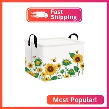 FXOLCSHE Rectangular Sunflower basket,Waterproof Canvas kids Laundry Nursery Ham