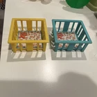 2x Vintage Fisher Price Little People 1972 Baby Crib Play Pen Lamb Bear Square