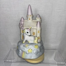 Artmark Ceramic Camelot Castle Unicorn Rainbow Music Box VINTAGE 