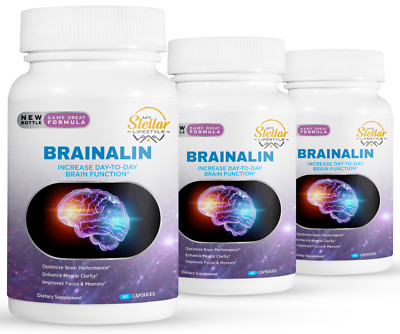 3 Pack Brainalin, promotes mental clarity & cognitive functions-60 Capsules x3