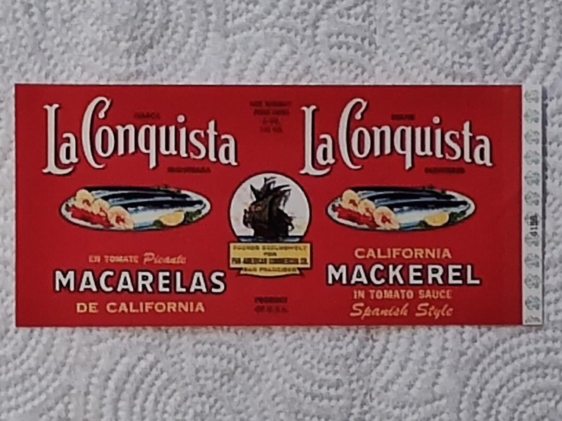 1 La Conquista Mackerel in Tomato Sauce Vintage Can Label