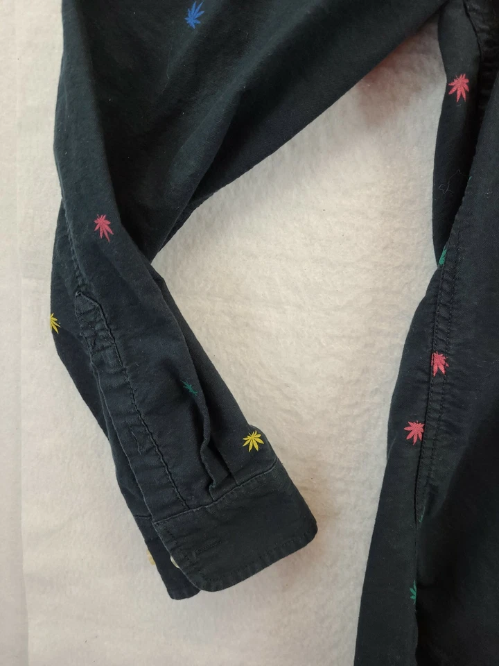 Hawkings McGill Black Marijuana Leaf Long Sleeve Button Down Shirt Mens Large - Image 3 of 4