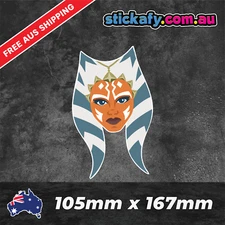 Ahsoka Face Sticker Funny Laptop Car Window Bumper 4x4 Ute JDM Decal star wars