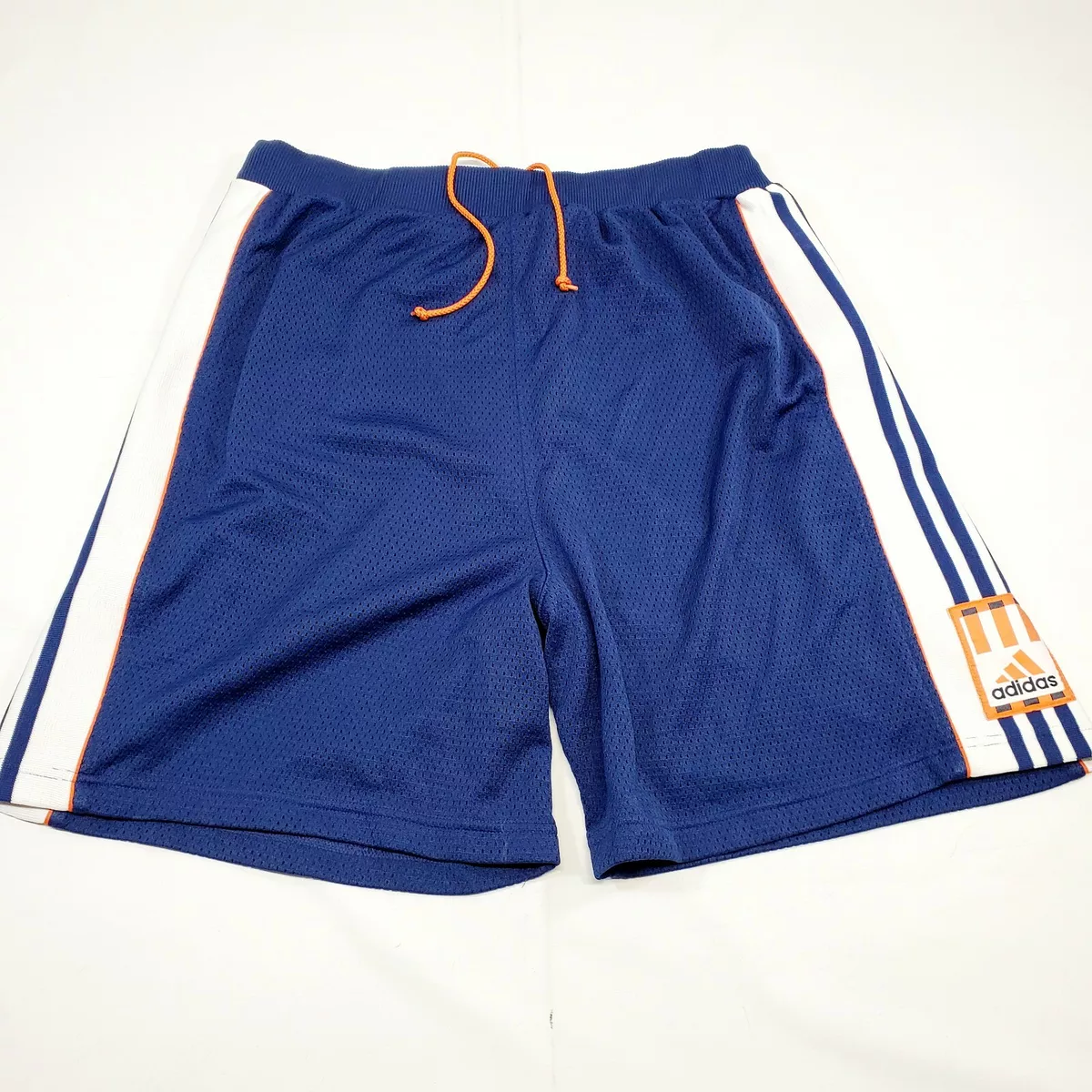 VINTAGE Adidas Shorts Size XL Mens 90s Blue 3 Stripes orange Side Logo Loose