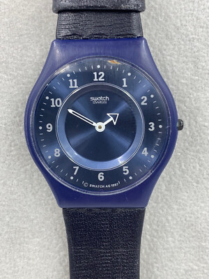 Swatch watchskin Thinsider SFN102 blue 34mm 1997 working new battery