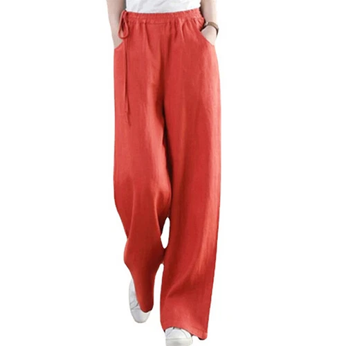 Women Loose Fit Elastic Waisted Palazzo Pant Ladies Daily Wear Casual - Picture 4 of 54