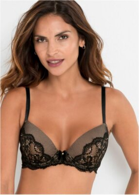 LADIES BODYFLIRT LACE OVERLAY & DIAMANTE DETAIL BALCONY BRA 38B BNIP