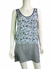 Joie Blue Floral 100% Silk Shallcross Reversible Tank Dress Size X Small XS