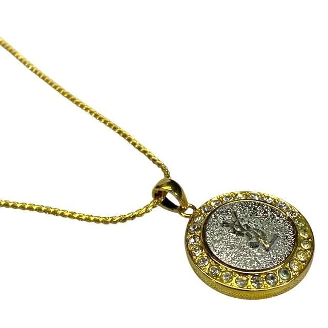 SAINT LAURENT (YSL) Collana YVES SAINT LAURENT con strass placcati oro usata