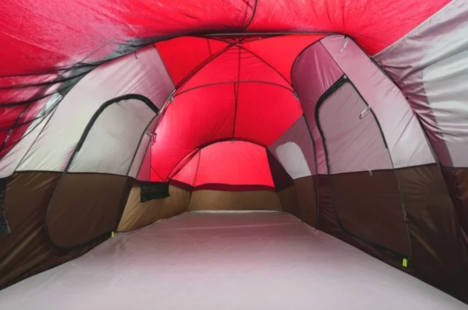 Tienda de Campaña Camping 10 Personas Instantanea Grande Tienda de Campamento Familiar Roja Foto 3 de 4