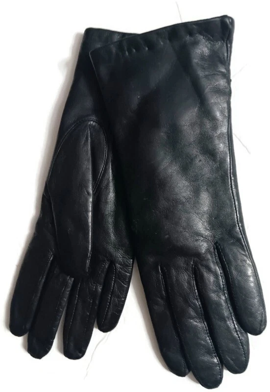 Isotoner Leather Gloves, 6.5, Small, Black.