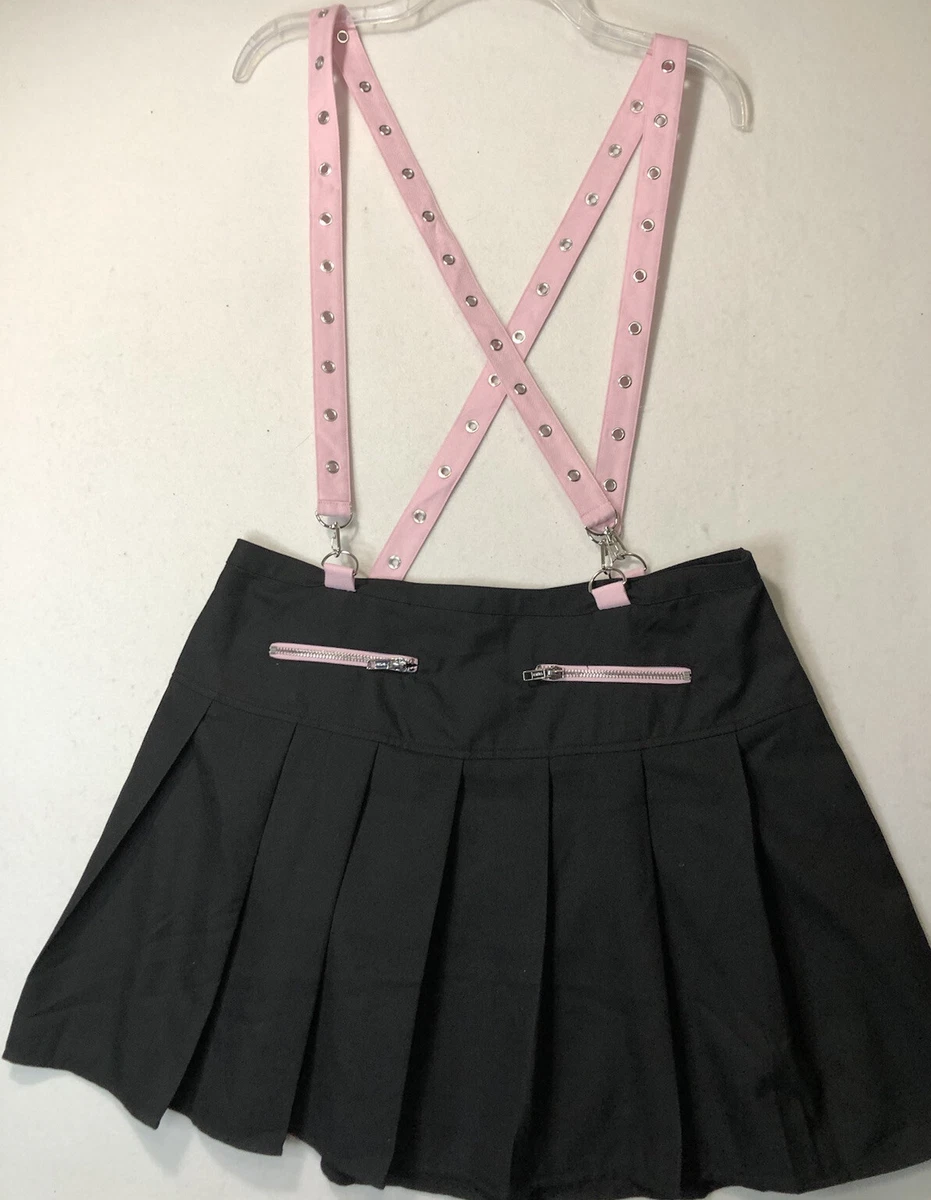 Pink skirt with suspenders cheap